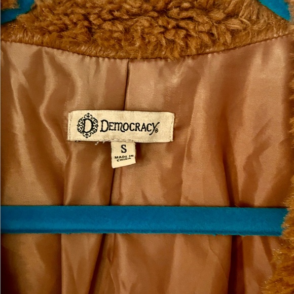 Democracy faux fur jacket rust brown sz S - Picture 3 of 6